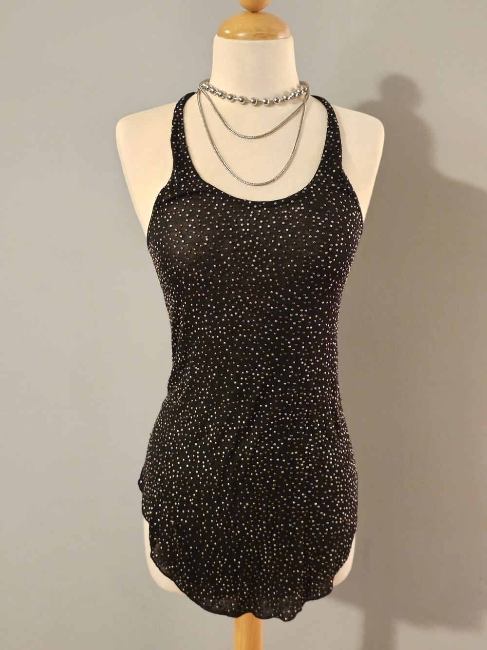 Joe's Jeans Black Tank with Tiny Gold Beaded Dots